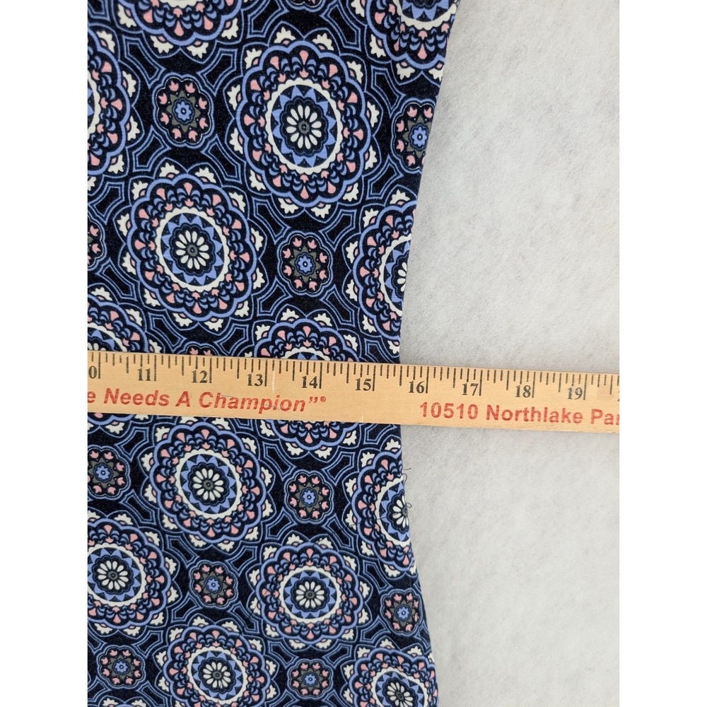 T by Talbots Dress Womens S Blue Medallion Print Cap Sleeve Pocket Jersey Sheath - Picture 10 of 12